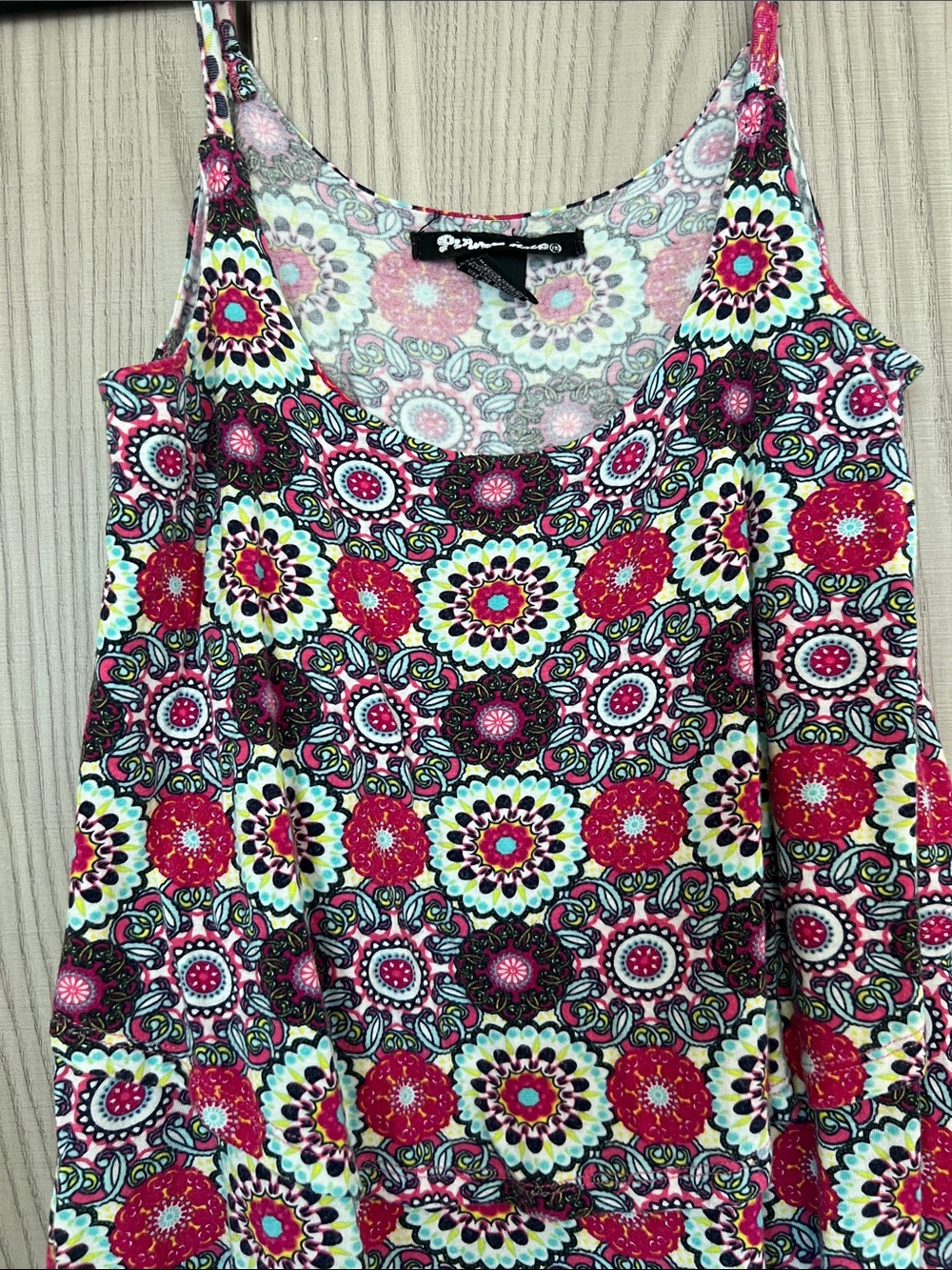 Planet Gold Pink Multi Floral Medallion Spaghetti-Strap Camisole - Picture 4 of 6